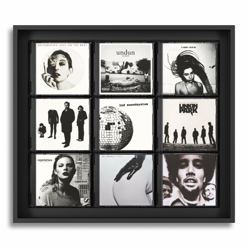 Cadre CD Mymusicframe-ART WORK-black-white-front cadre-cd-mymusicframe-deco-murale-blanc-produit-MMF9CD